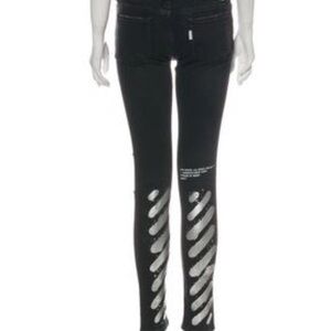 NWT Off-White Virgil Abloh Italy Black Coated Skinny Jeans Stripes $750. Size 31